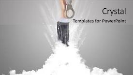  Presentation with cloud silver lining - Colorful theme enhanced with hand breaking out from cloud backdrop and a  colored foreground