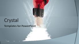  Presentation with cloud - Presentation theme enhanced with hand breaking out from cloud background and a  colored foreground