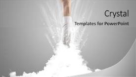  Presentation with cloud and virtual - Slide set featuring hand breaking out from cloud background and a  colored foreground