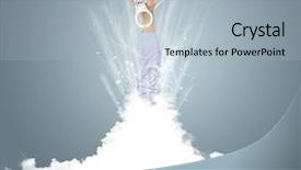  Presentation with cloud - Cool new presentation design with hand breaking out from cloud backdrop and a  colored foreground