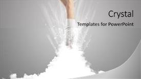  Presentation with liquor and cloud and virtual - Audience pleasing presentation design consisting of hand breaking out from cloud backdrop and a  colored foreground