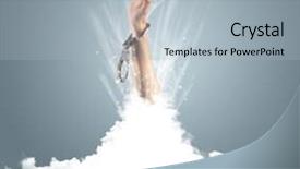  Presentation with cloud - Theme featuring hand breaking out from cloud background and a  colored foreground