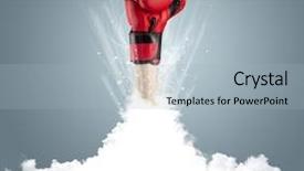  Presentation with cloud based shared services - Presentation theme having hand breaking out from cloud background and a  colored foreground