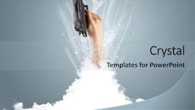  Presentation with cloud - PPT layouts enhanced with hand breaking out from cloud background and a light blue colored foreground