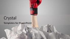  Presentation with pile - PPT layouts consisting of hand breaking out from pile background and a light gray colored foreground