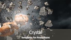  Presentation with breaking through - Cool new PPT theme with hand breaking through the wall backdrop and a gray colored foreground