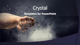  Presentation with breaking through - Presentation having hand breaking through the wall background and a tawny brown colored foreground