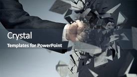  Presentation with breaking through - Audience pleasing PPT theme consisting of hand breaking through the wall backdrop and a ocean colored foreground