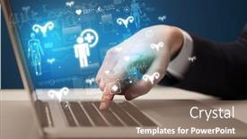  Presentation with medical hand - Presentation design consisting of hand-browsing-on-the-internet background and a violet colored foreground