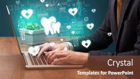  Presentation with medical hand - Slide set having hand-browsing-on-the-internet background and a tawny brown colored foreground