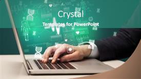  Presentation with medical hand - Cool new PPT theme with hand-browsing-on-the-internet backdrop and a teal colored foreground