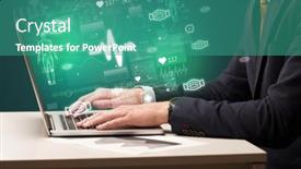  Presentation with medical hand - Presentation theme enhanced with hand-browsing-on-the-internet background and a teal colored foreground