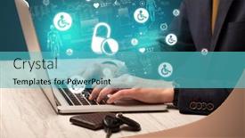  Presentation with medical hand - Presentation having hand-browsing-on-the-internet background and a teal colored foreground