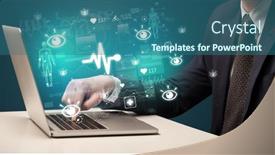  Presentation with medical hand - PPT theme enhanced with hand-browsing-on-the-internet background and a ocean colored foreground