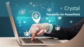  Presentation with medical hand - Slide deck consisting of hand-browsing-on-the-internet background and a ocean colored foreground