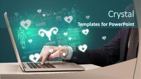  Presentation with medical hand - Theme enhanced with hand-browsing-on-the-internet background and a ocean colored foreground