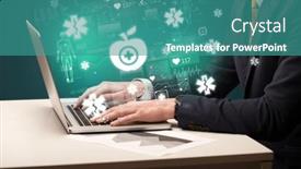  Presentation with medical hand - Presentation consisting of hand-browsing-on-the-internet background and a teal colored foreground