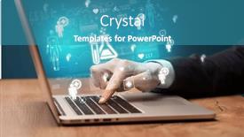  Presentation with medical hand - PPT layouts having hand-browsing-on-the-internet background and a teal colored foreground