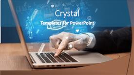  Presentation with medical hand - PPT theme enhanced with hand-browsing-on-the-internet background and a teal colored foreground