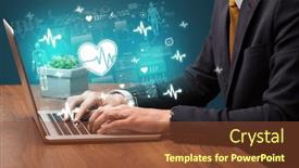  Presentation with medical hand - Presentation design consisting of hand-browsing-on-the-internet background and a tawny brown colored foreground