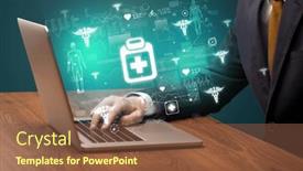  Presentation with medical hand - Presentation enhanced with hand-browsing-on-the-internet background and a tawny brown colored foreground