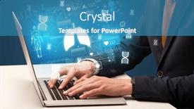  Presentation with medical hand - Presentation design featuring hand-browsing-on-the-internet background and a teal colored foreground