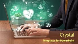  Presentation with medical hand - PPT theme having hand-browsing-on-the-internet background and a tawny brown colored foreground