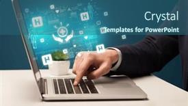  Presentation with medical hand - Slide set with hand-browsing-on-the-internet background and a ocean colored foreground