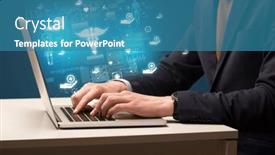  Presentation with medical hand - Presentation theme having hand-browsing-on-the-internet background and a teal colored foreground