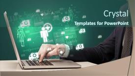  Presentation with medical hand - Theme featuring hand-browsing-on-the-internet background and a ocean colored foreground