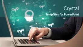  Presentation with medical hand - Presentation having hand-browsing-on-the-internet background and a ocean colored foreground