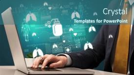  Presentation with medical hand - PPT layouts with hand-browsing-on-the-internet background and a ocean colored foreground