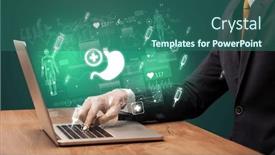  Presentation with medical hand - Slide deck enhanced with hand-browsing-on-the-internet background and a ocean colored foreground