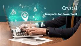  Presentation with medical hand - Slides with hand-browsing-on-the-internet background and a ocean colored foreground