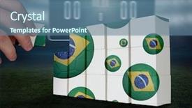  Presentation with scoreboard football - Presentation consisting of hand building wall against football background and a ocean colored foreground
