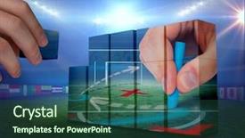  Presentation with scoreboard football - Audience pleasing presentation theme consisting of hand building wall against football backdrop and a ocean colored foreground