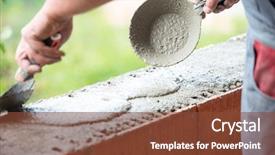  Presentation with brick mortar - PPT theme having hand building wall of brick background and a tawny brown colored foreground