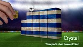  Presentation with uruguay - Beautiful PPT theme featuring hand building wall of uruguay flag in grunge effect backdrop and a tawny brown colored foreground