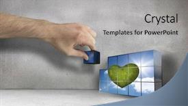  Presentation with green building - Slide set with hand building wall showing green background and a  colored foreground