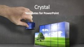  Presentation with green building - Audience pleasing presentation design consisting of hand building wall showing sunny green landscape backdrop and a gray colored foreground