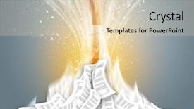  Presentation with document in clinical research - PPT theme enhanced with hand buried in document pile background and a  colored foreground