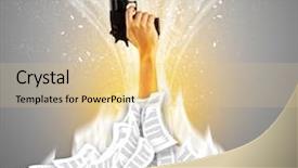  Presentation with pile - Slides having hand buried in document pile background and a  colored foreground