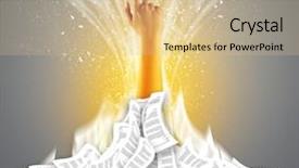  Presentation with automatic hand sanitizer dispenser - Slides with hand buried in document pile background and a  colored foreground