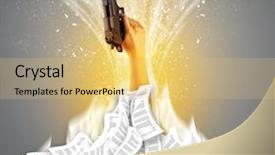  Presentation with document in clinical research - Theme with hand buried in document pile background and a  colored foreground