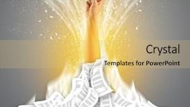  Presentation with preschool hand wash - Presentation theme featuring hand buried in document pile background and a  colored foreground