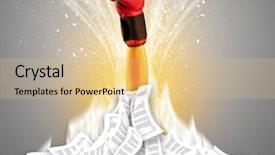  Presentation with pile - Cool new presentation design with hand buried in document pile backdrop and a  colored foreground