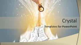  Presentation with pile - Colorful slides enhanced with hand buried in document pile backdrop and a  colored foreground