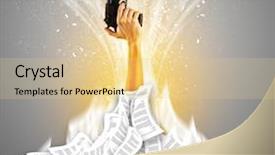  Presentation with private confidential document stamp classified - Theme having hand buried in document pile background and a  colored foreground