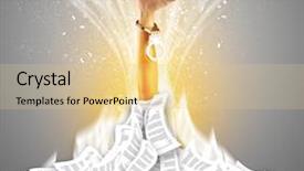  Presentation with pile - PPT theme having hand buried in document pile background and a  colored foreground