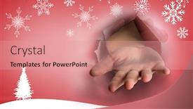  Presentation with tree silhouette - Colorful slide deck enhanced with hand bursting through paper against fir tree silhouette over red backdrop and a coral colored foreground